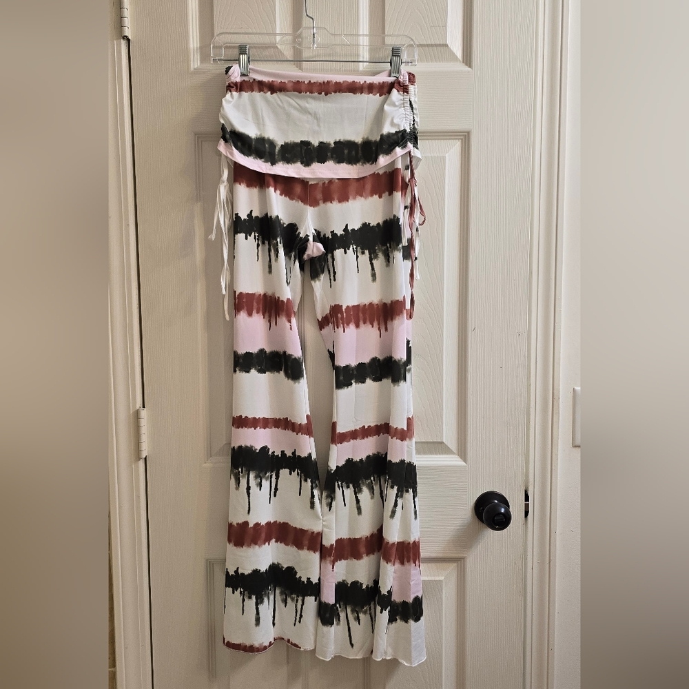 Striped Tie-Dye Flare Pants